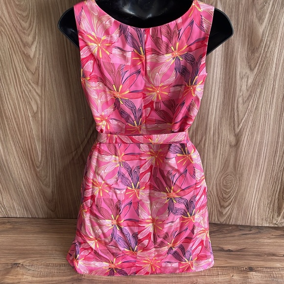 Lilly Pulitzer Silk Dress Women's 0 Floral Beach Coastal Vacation Tropical Artsy - Picture 2 of 9